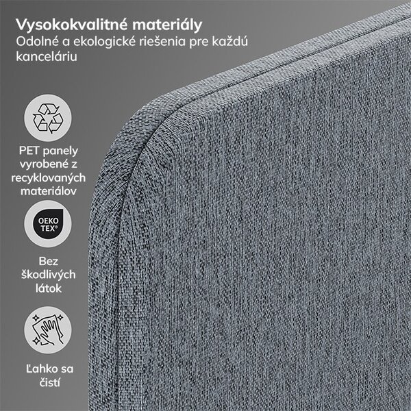 Kancelársky akustický paravan Carbon fog, 260/145 cm: SADIE