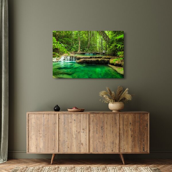Obraz - Vodopád Erawan v Kanchanaburi, Thajsko (90x60 cm)