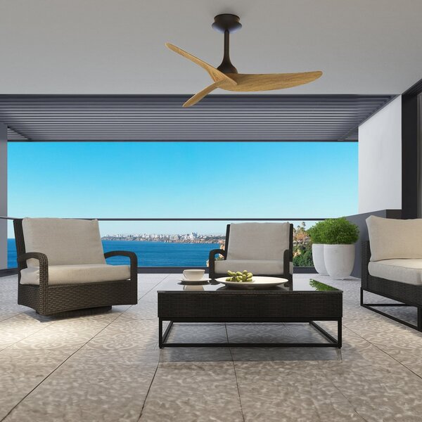 Stropný ventilátor Ipanema čierny/drevený DC tichý IP44 – Mantra Mantra Iluminación, Ipanema, Čierna, Obývacia izba, Kov, Moderný