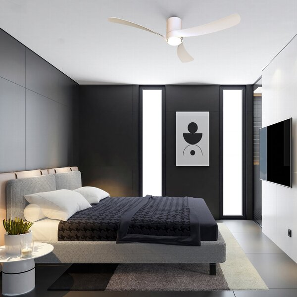 LED stropný ventilátor NEMO II L biely DC tichý CCT – Mantra Mantra Iluminación, Nemo II L, stmievateľné, Biela, Obývacia izba, Kov, Moderný