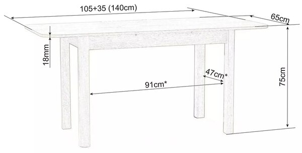 NovýNábytok.sk Rozkladací jedálenský stôl 105-140 cm Daniel (dub sonoma + dub sonoma) (pre 4 až 6 osôb). Vlastná spoľahlivá doprava až k Vám domov. 1050100