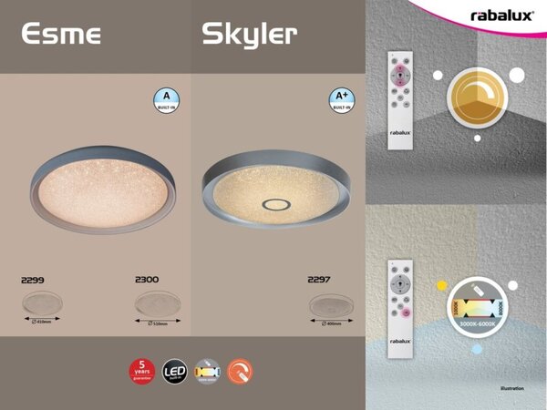RABALUX 2300 Esme stropné svietidlo zabud. LED 40W biele
