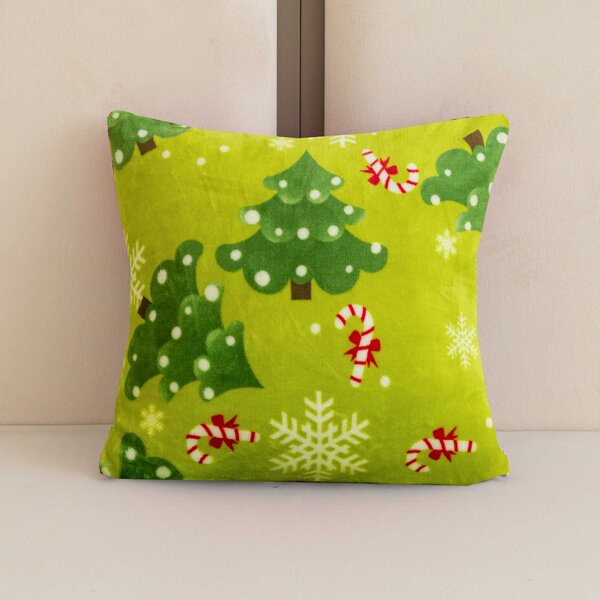 Mikroplyšová obliečka na vankúšik CHRISTMAS TREE 45x45 cm, zelená