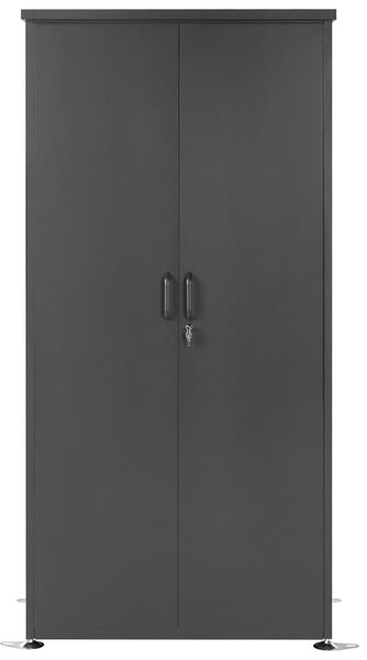 Záhradná skriňa grafitová sivá pozinkovaná oceľ s práškovým lakovaním 92 x 55 x 188 cm úložný priestor garáž industriálny štýl exteriér