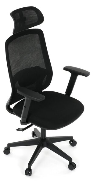 Kancelárska ergonomická stolička NOKA — sieť / látka, čierna
