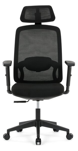 Kancelárska ergonomická stolička NOKA — sieť / látka, čierna