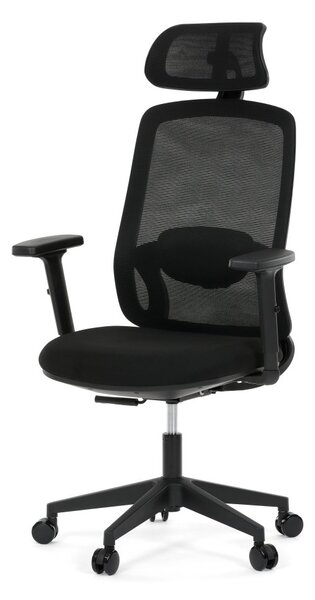 Kancelárska ergonomická stolička NOKA — sieť / látka, čierna