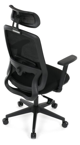 Kancelárska ergonomická stolička NOKA — sieť / látka, čierna