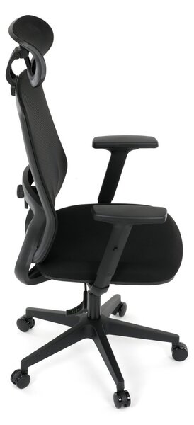 Kancelárska ergonomická stolička NOKA — sieť / látka, čierna