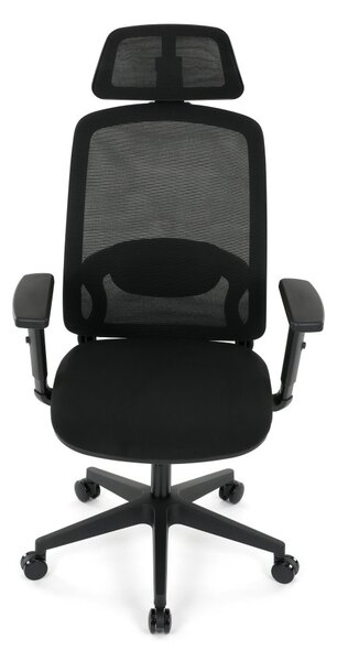Kancelárska ergonomická stolička NOKA — sieť / látka, čierna