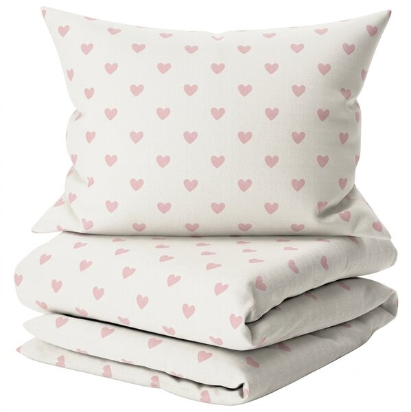 Bavlnené obliečky PINK HEART CHARM biele, 100% bavlna Rozmer obliečky: 70 x 90 cm | 140 x 200 cm