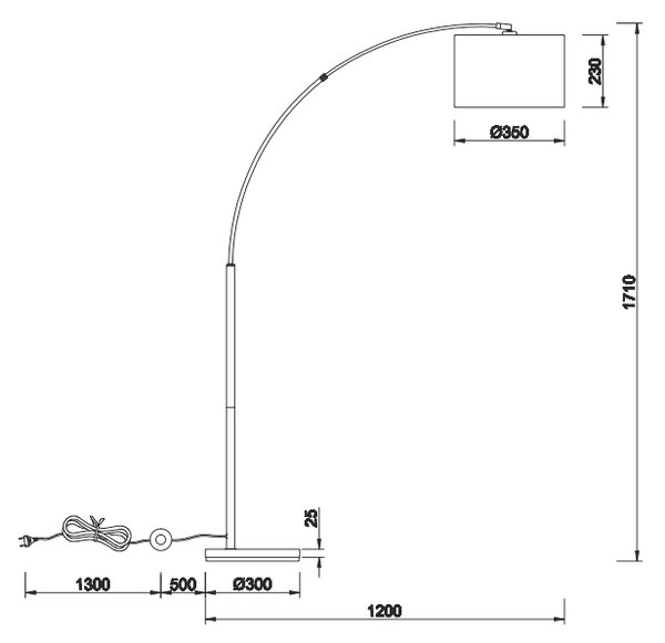 TRIO Reality R40081080 BOLIVIA stojaca lampa V1710mm 1xE27 čierna matná
