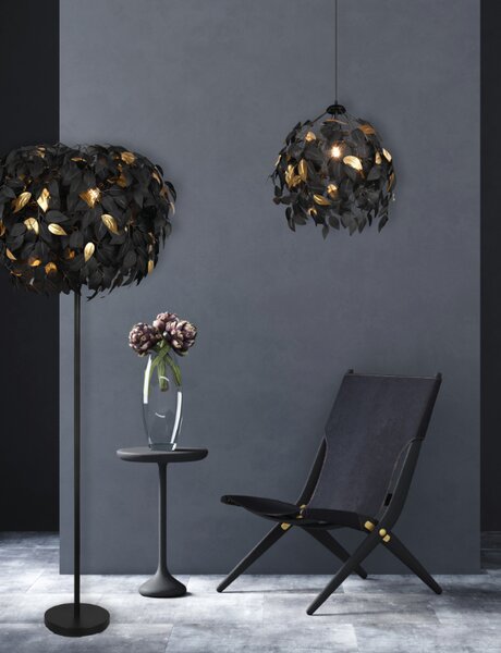 TRIO Reality R40463032 LEAVY stojaca lampa V1800mm D700mm 3xE14 čierna matná