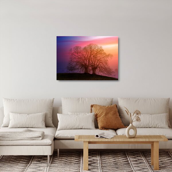 Sklenený obraz stromov v hmle (70x50 cm)