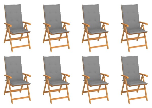 Sklápacie záhradné stoličky s podložkami 8 ks tíkový masív