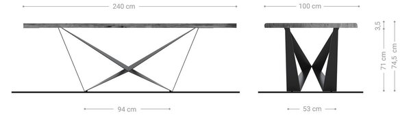 DELIFE Jedálenský stôl Edge 240x100 akácia prírodná Spider plochá oceľ nerezová oceľ Live-Edge