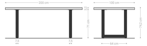 DELIFE Jedálenský stôl Edge 200x100x2,5 cm dub prírodný nerezová oceľ široký Live-Edge