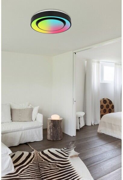 GLOBO 41368-24 SULLY stropné svietidlo LED D380mm 24W/1500lm 3000-6500K RGB čierna, opál, stmievateľné, diaľkové ovládanie, rainbow efekt