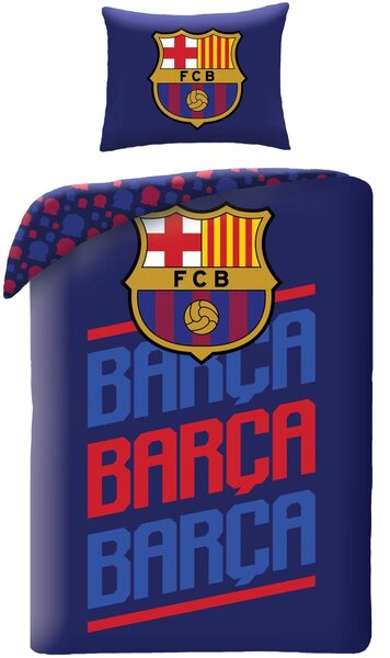 Bavlnené posteľné obliečky FC Barcelona – motív Barça Repeat - 100% bavlna - 70x90 cm + 140x200 cm