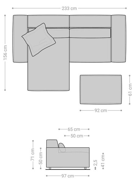 DELIFE Rohová pohovka Sirpio 230x155 cm mikrovlákno čierna variabilné ležadlo s taburetom