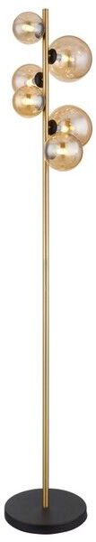 GLOBO 56135-6S RIHA stojaca lampa 6xG9 V1550mm čierna, mosadz, jantárová