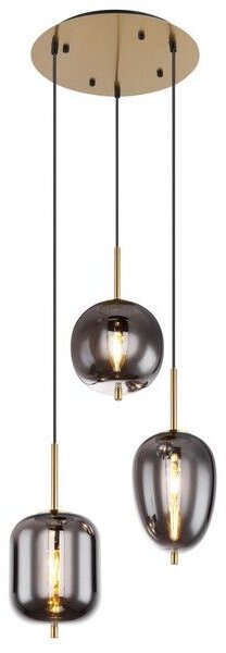 GLOBO 15345-3MM BLACKY I závesné svietidlo 3xE14 D460mm čierna matná, mosadz, dymová