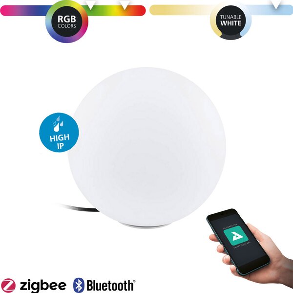 Eglo 900269 MONTEROLO-Z LED vonkajšia stojacia lampa 9W Ø390mm biela IP65 stmievateľná