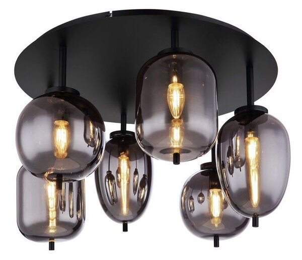 GLOBO 15345-6D BLACKY stropné svietidlo 6xE14 D650mm čierna matná, dymová