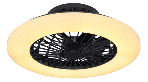 GLOBO 03628B TRAVO stropné svietidlo s ventilátorom LED D525mm 30W/1800lm 3000-6500K čierna, opál, stmievateľné, diaľkový ovládač, starlight