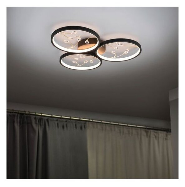 TRIO 642110332 GROOVY stropné svietidlo SMD LED 30W/3600lm 3000K čierna matná, switchdimmer