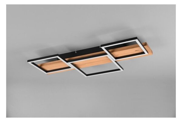 TRIO 622910332 HARPER stropné svietidlo SMD LED 30W/4000lm 3000K čierna matná, drevo, switchdimmer