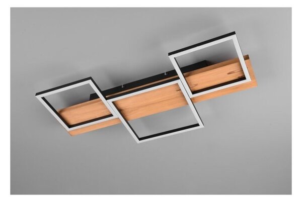 TRIO 622910332 HARPER stropné svietidlo SMD LED 30W/4000lm 3000K čierna matná, drevo, switchdimmer