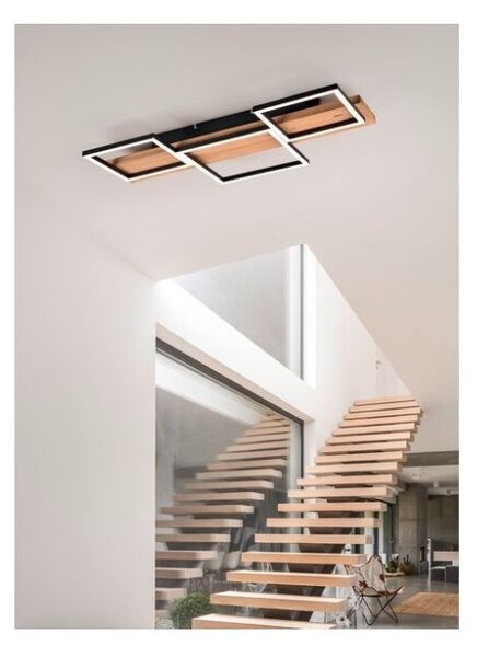 TRIO 622910332 HARPER stropné svietidlo SMD LED 30W/4000lm 3000K čierna matná, drevo, switchdimmer