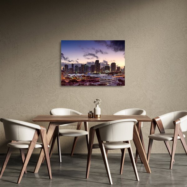 Sklenený obraz metropoly s mrakodrapmi (70x50 cm)