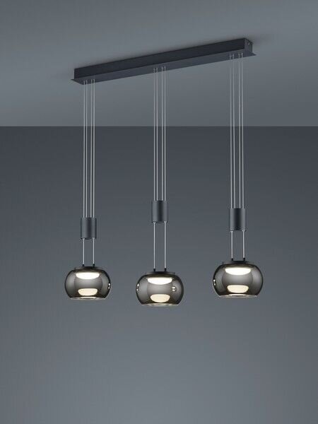 TRIO 342010332 MADISON závesné svietidlo SMD LED 3x8W/900lm 3000K čierna matná, chróm, switchdimmer