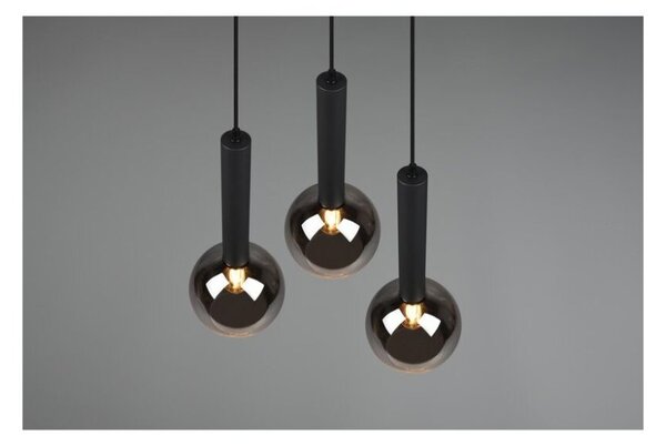 TRIO 310390332 CLAYTON závesné svietidlo 3xE27 D450mm čierna matná, dymová