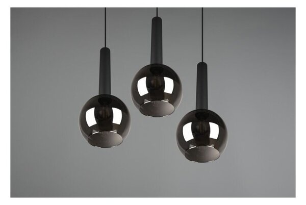 TRIO 310390332 CLAYTON závesné svietidlo 3xE27 D450mm čierna matná, dymová
