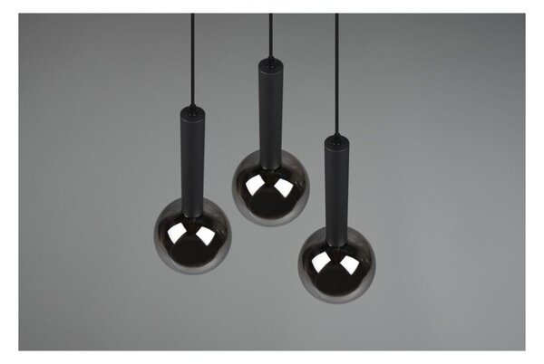 TRIO 310390332 CLAYTON závesné svietidlo 3xE27 D450mm čierna matná, dymová