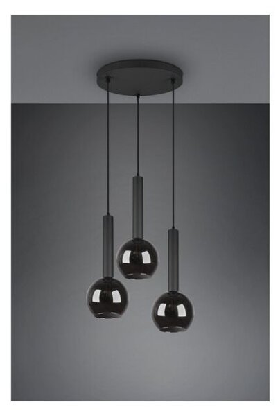 TRIO 310390332 CLAYTON závesné svietidlo 3xE27 D450mm čierna matná, dymová