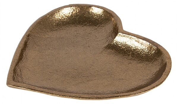 Zlatý antik dekoračný podnos srdca Heart - 14*14*2 cm - Clayre & Eef