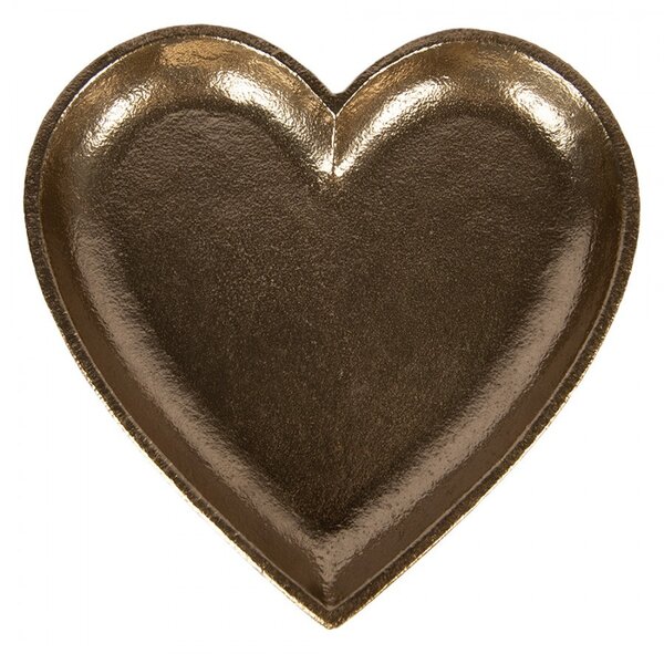 Zlatý antik dekoračný podnos srdca Heart - 21*21*2 cm - Clayre & Eef