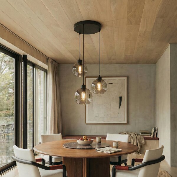 Závesné svietidlá TK Lighting, Cubus, stmievateľné, Sivá, Obývacia izba, Sklo, Moderný