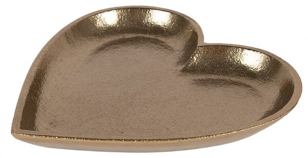 Zlatý antik dekoračný podnos srdca Heart - 21*21*2 cm - Clayre & Eef