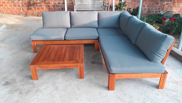 TERASOVÁ SEDACIA SÚPRAVA drevo, textil Acamp - Online Only záhrada, Online Only