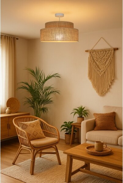 Prisadený luster BOHO 1xE27/60W/230V pr. 40 cm béžová