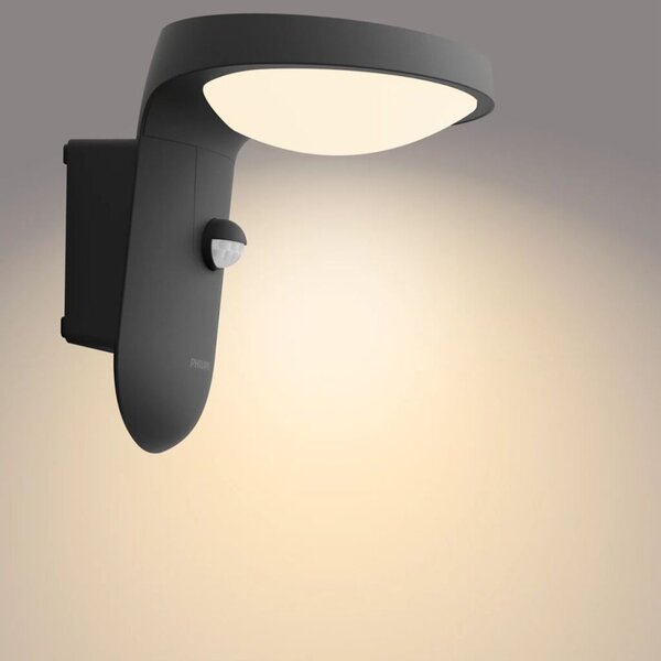 Philips 8719514476912 Tyla solárne exteriérové nástenné svietidlo LED so senzorom 1,2W 255lm/55lm 3000K antracit