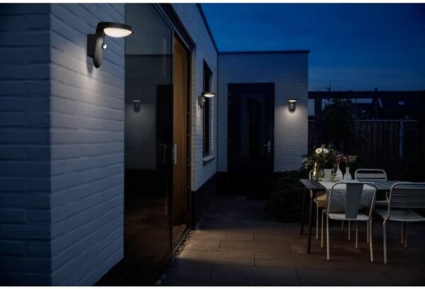 Philips 8719514476912 Tyla solárne exteriérové nástenné svietidlo LED so senzorom 1,2W 255lm/55lm 3000K antracit