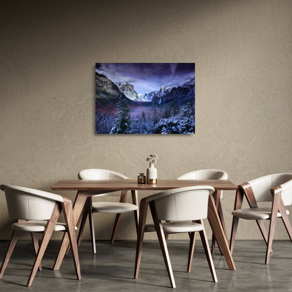 Sklenený obraz zimnej horskej krajiny (70x50 cm)