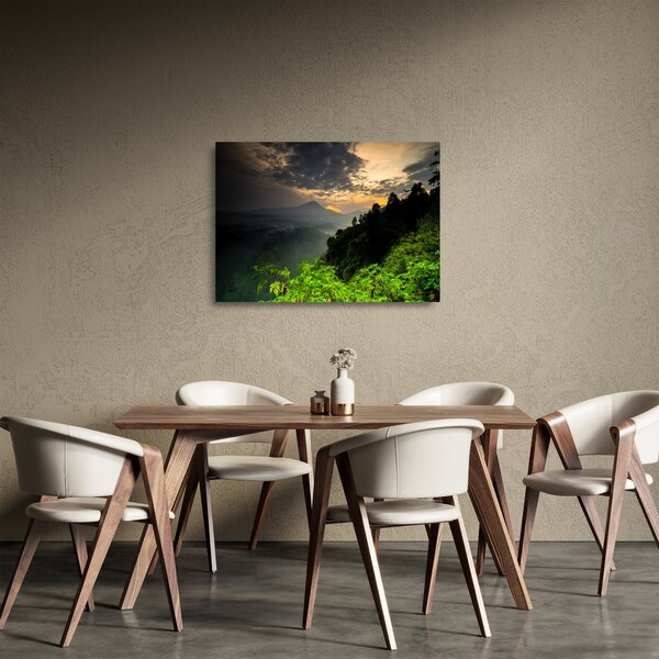 Sklenený obraz - zelená horská krajina (70x50 cm)