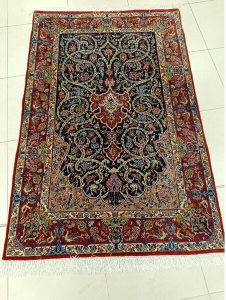 Nádherný vzácny Isfahan známa tkáčska rodina Modet 1,07 x 1,57 m